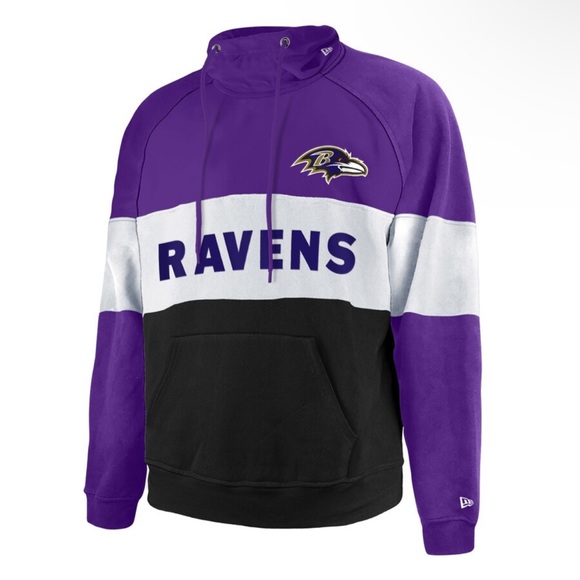 NWT Men’s 3XL New Era Baltimore Ravens Colorblock Raglan Fleece Hoodie - Picture 2 of 6